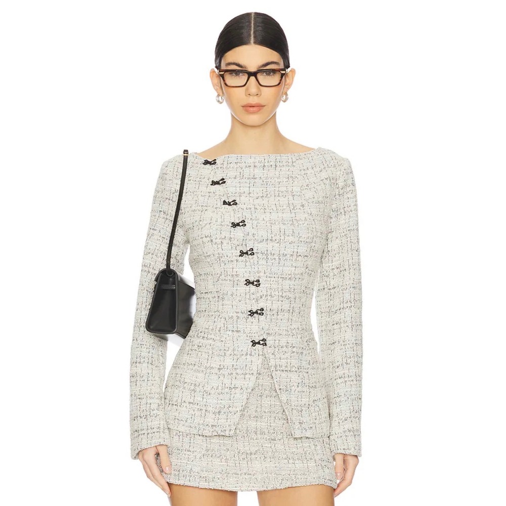 Yellow The Label Wellington Asymmetrical Jacket in Cream Size XS